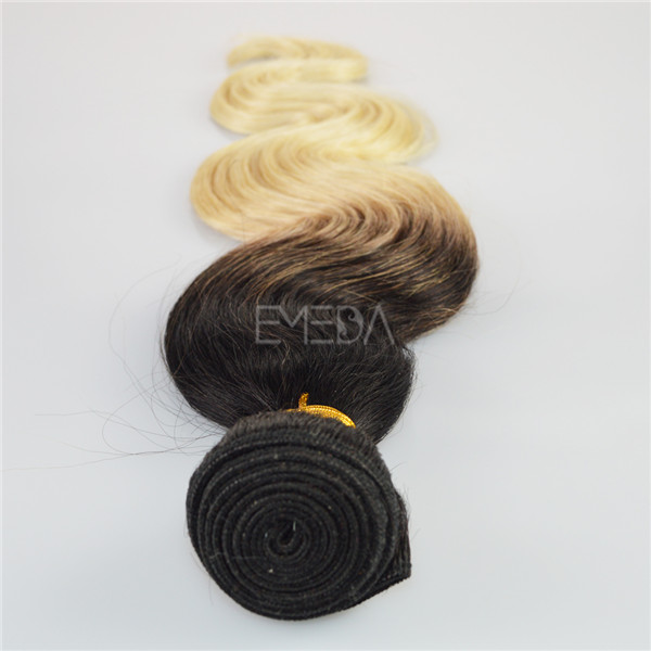 Indian remy human hair 1b 613 two tone hair weft ombre CX019